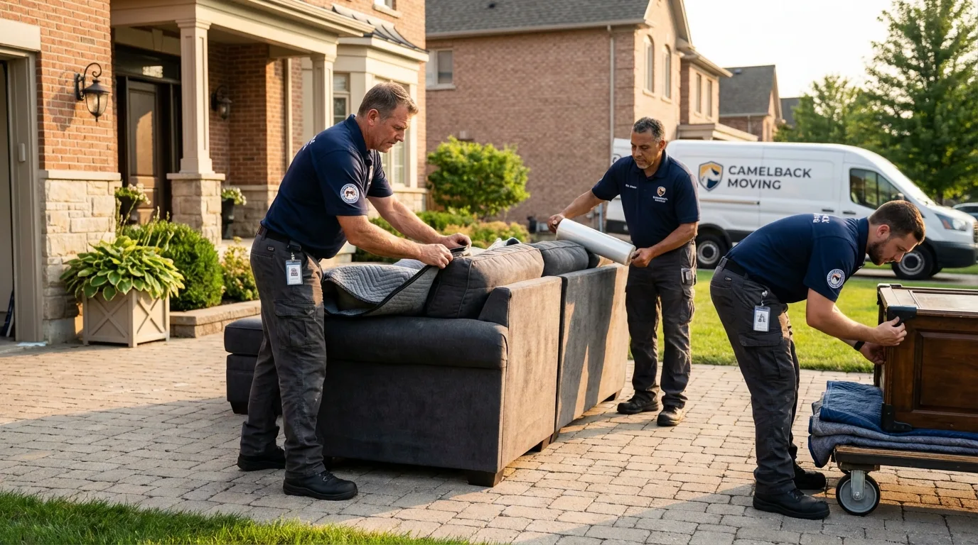 Large estate moving crew wrapping furniture in Saint Elmo, IL