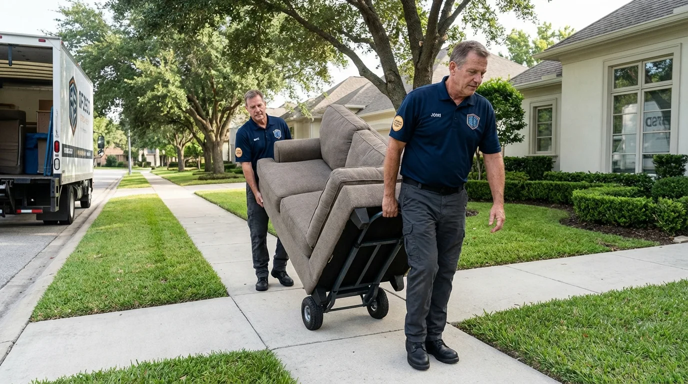 Local residential moving crew loading furniture in Saint Elmo, IL